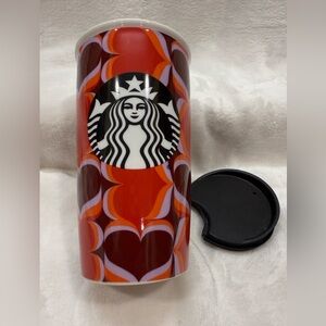 $4.99 shipping discount applied! Starbucks Heart Patterned Travel Mug with Lid